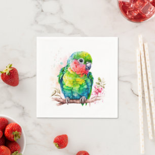 Guardanapo De Papel Papagaio Verde - Pássaro Bebê Bonito
