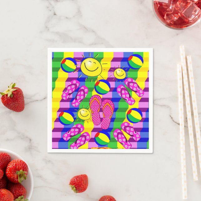 Guardanapo De Papel Papagaios, Chinelos de Sol de Praia (Insitu)