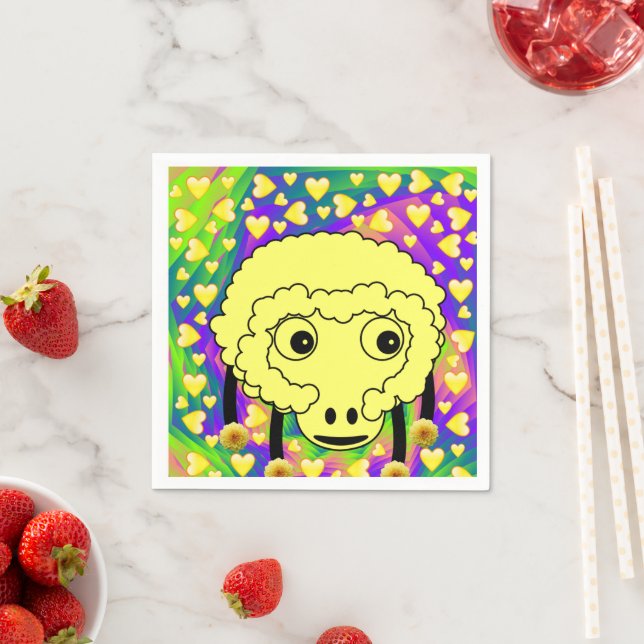 Guardanapo De Papel Papagaios, Corações Amarelos Ovinos (Insitu)