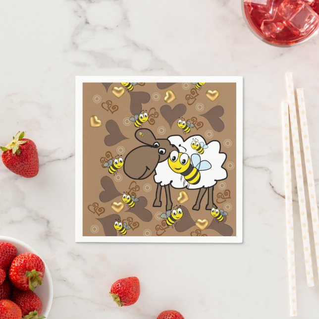 Guardanapo De Papel Papagaios, Corações Marrons Ovinos (Insitu)