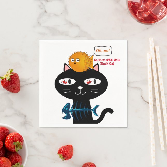 Guardanapo De Papel Papagaios, Gato Negro, Janto de Peixes de Gatinhos (Insitu)