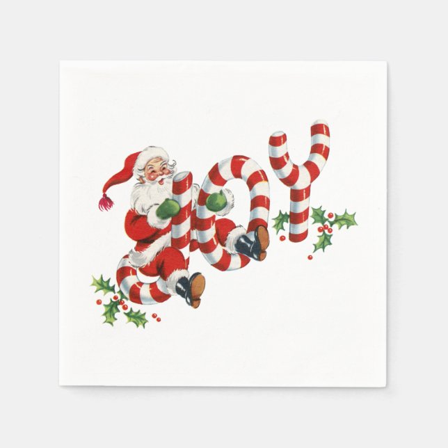 Guardanapo De Papel Papai Noel Alegria Vintage (Frente)