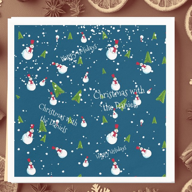 Guardanapo De Papel Papai Noel Azul Natal Personalizado (Criador carregado)
