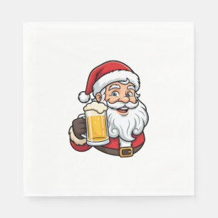 Guardanapo De Papel Papai Noel Bebendo Cerveja Gráfico de Natal