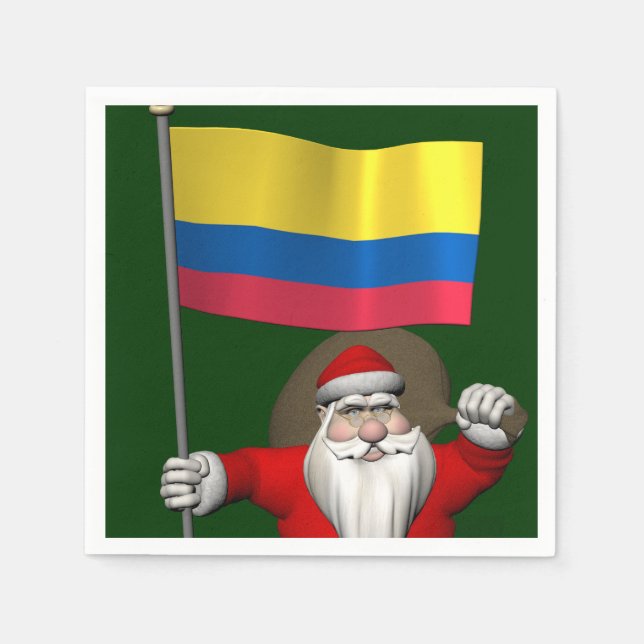 Guardanapo De Papel Papai Noel Com Alferes Da Colômbia (Frente)