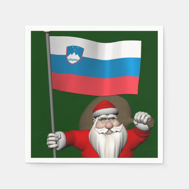 Guardanapo De Papel Papai Noel Com Alferes Da Eslovênia (Frente)