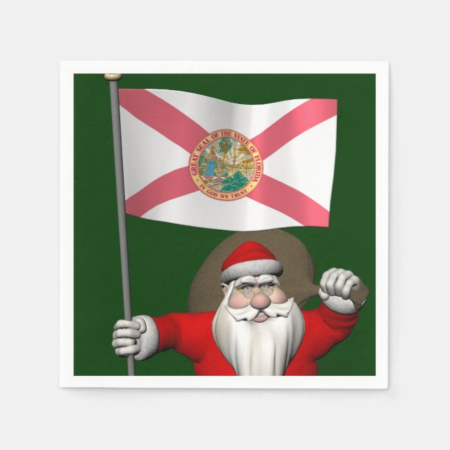 Guardanapo De Papel Papai Noel Com Alferes Da Flórida (Frente)
