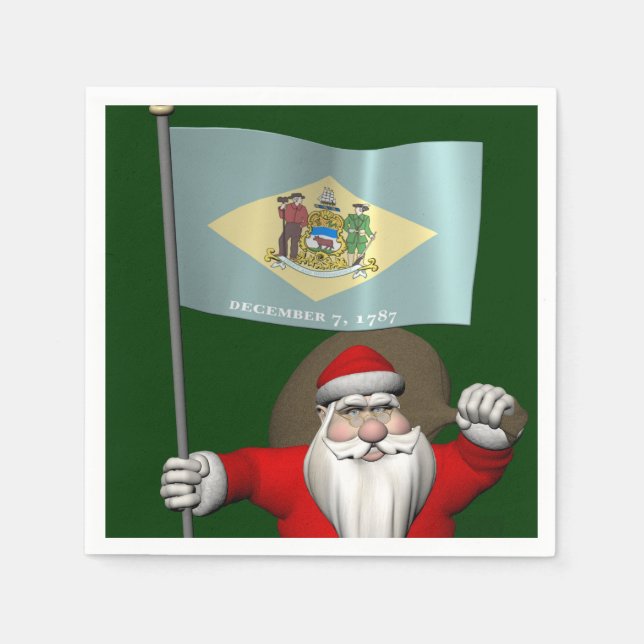 Guardanapo De Papel Papai Noel Com Alferes De Delaware (Frente)