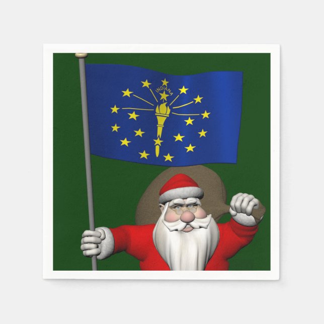 Guardanapo De Papel Papai Noel Com Alferes De Indiana (Frente)