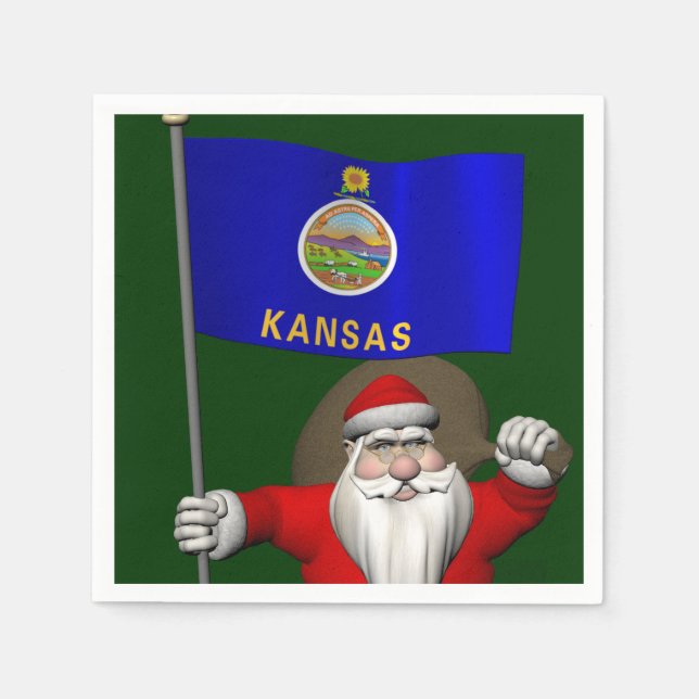 Guardanapo De Papel Papai Noel Com Alferes Do Kansas (Frente)