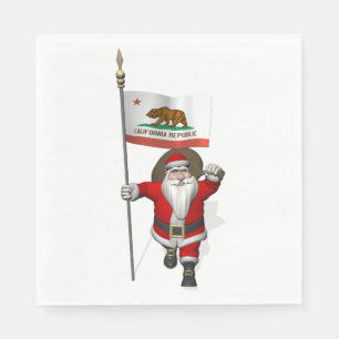 Guardanapo De Papel Papai Noel Com Bandeira Da Califórnia