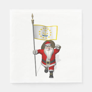 Guardanapo De Papel Papai Noel Com Bandeira Da Ilha Rhode