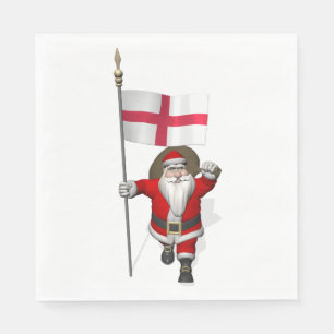 Guardanapo De Papel Papai Noel Com Bandeira Da Inglaterra