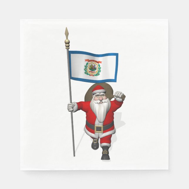 Guardanapo De Papel Papai Noel Com Bandeira Da Virgínia Ocidental (Frente)