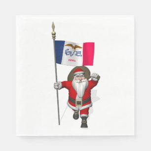 Guardanapo De Papel Papai Noel Com Bandeira De Iowa