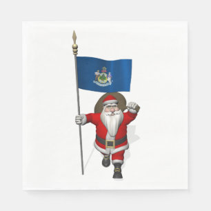 Guardanapo De Papel Papai Noel Com Bandeira De Maine