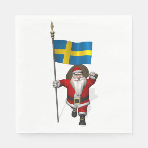 Guardanapo De Papel Papai Noel Com Bandeira De Suecia