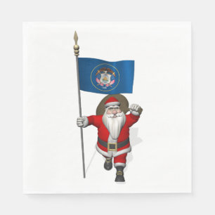 Guardanapo De Papel Papai Noel Com Bandeira De Utah