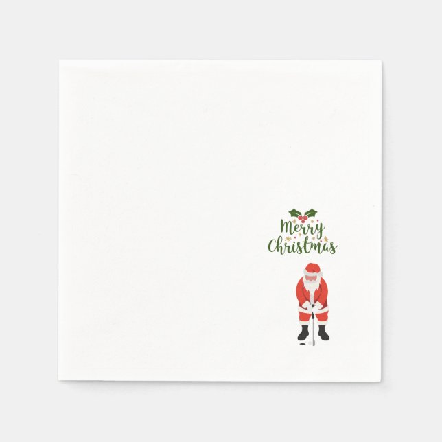 Guardanapo De Papel Papai Noel com bola de golfe Feliz Golfe de Natal (Frente)