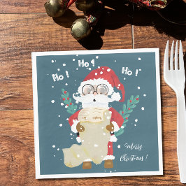 Guardanapo De Papel Papai Noel com Lista de Papéis de Férias Azuis