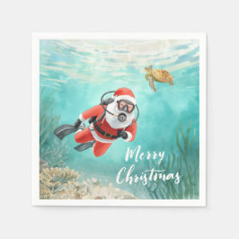 Guardanapo De Papel Papai Noel de Mergulho Natal Subaquático