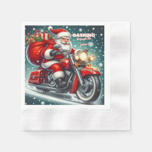 Guardanapo De Papel Papai Noel de motocicleta