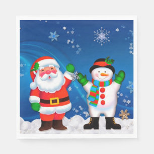 Guardanapo De Papel Papai noel e boneco de neve
