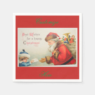 Guardanapo De Papel Papai noel e Natal da nostalgia do vintage do