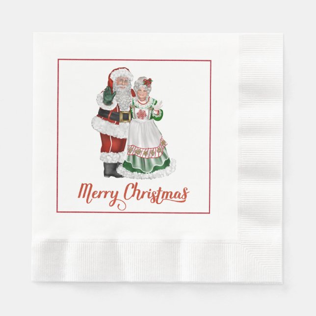 Guardanapo De Papel Papai Noel e Sra. Claus Paper Napkins (Frente)