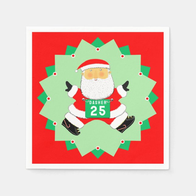 Guardanapo De Papel Papai Noel Engraçado Correndo (Frente)
