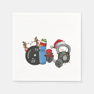 Guardanapo De Papel Papai Noel engraçado levantando halteres na academ
