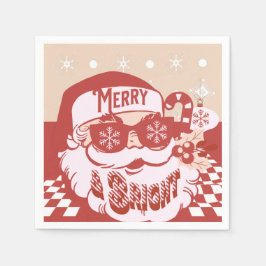 Guardanapo De Papel Papai Noel Engraçado Retro Vermelho Rosa Festa de 