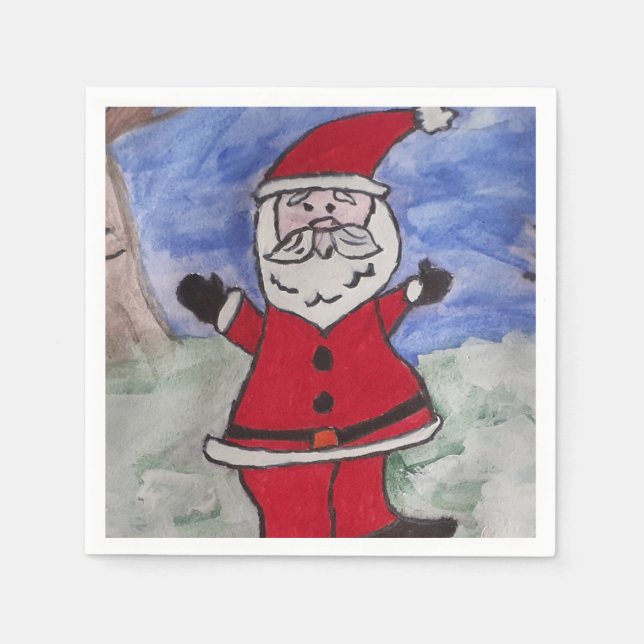 Guardanapo De Papel Papai Noel Feliz (Frente)