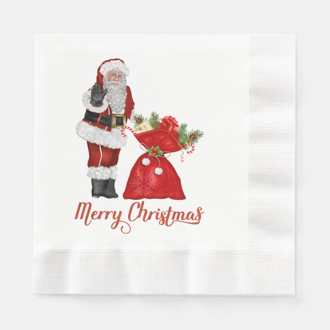Guardanapo De Papel Papai Noel Feliz Papel de Natal Napkins (Frente)