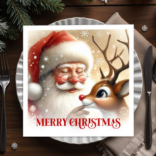 Guardanapo De Papel Papai Noel Festivo Rudolph Jantar de Natal 