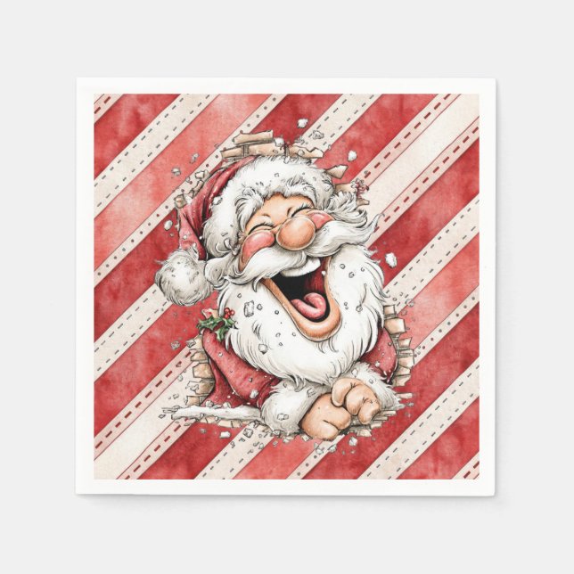 Guardanapo De Papel Papai Noel hilário rindo (Frente)
