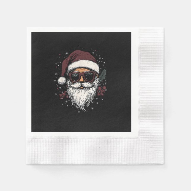 Guardanapo De Papel Papai Noel Maneiro com Óculos de Sol Natal (Frente)