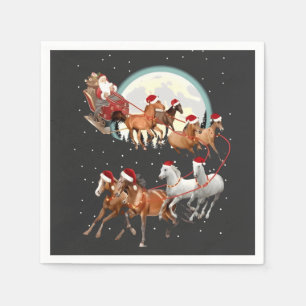 Guardanapo De Papel Papai Noel montando cavalos, trenó equestre