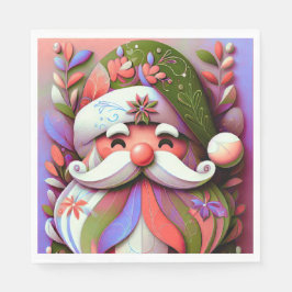 Guardanapo De Papel Papai Noel Natal Rosa Roxo Verde