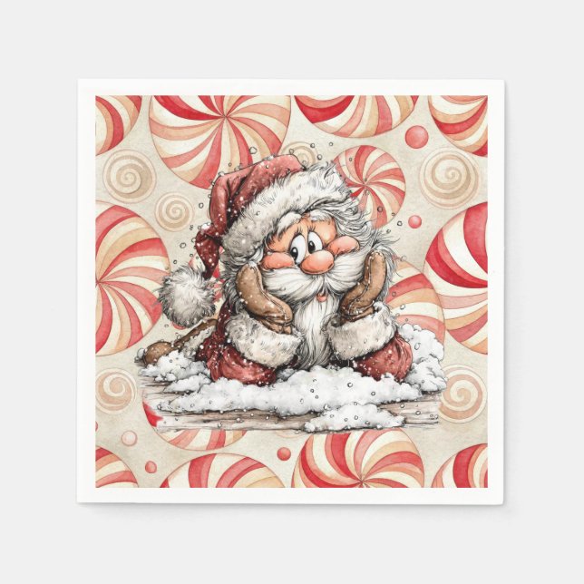 Guardanapo De Papel Papai Noel Pensativo Depois de Cair (Frente)