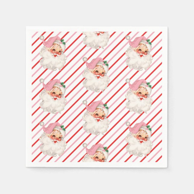 Guardanapo De Papel Papai Noel Rosa Retro Que Diversão (Frente)