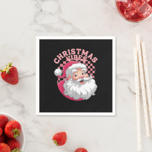 Guardanapo De Papel Papai Noel Rosa Vintage Retrô Natal