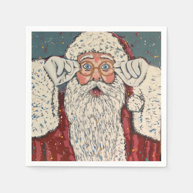 Guardanapo De Papel Papai Noel Surpreso (Frente)
