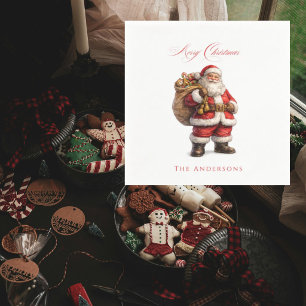 Guardanapo De Papel Papai Noel Vintage Personalizado Feliz Natal