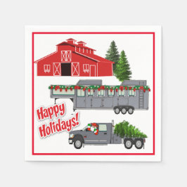 Guardanapo De Papel Papais noeis Barn Truck Horse Trailer de Natal