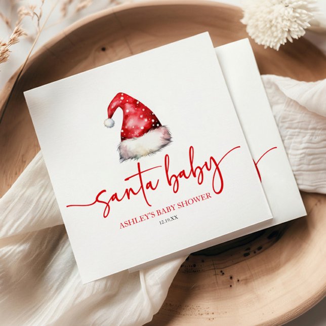 Guardanapo De Papel Papais noeis Bebê Red Hat Chá de fraldas de Natal (Criador carregado)