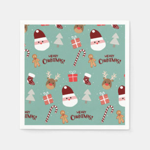 Guardanapo De Papel Papais noeis Bonitos Reindeer Candy Cane Gingerpão