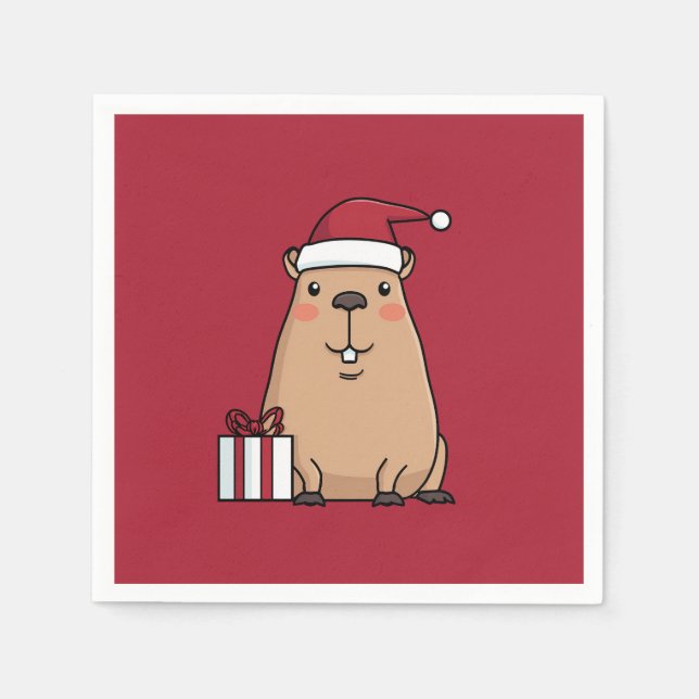 Guardanapo De Papel Papais noeis Capybara Holiday (Frente)