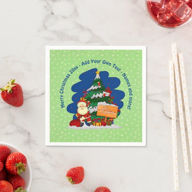 Guardanapo De Papel Papais noeis com Árvore Natal 20xx Adicionar Texto (Insitu)