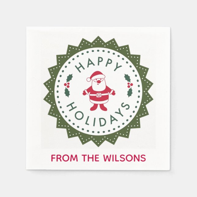 Guardanapo De Papel Papais noeis de Cartoons de Festa de Natal (Frente)